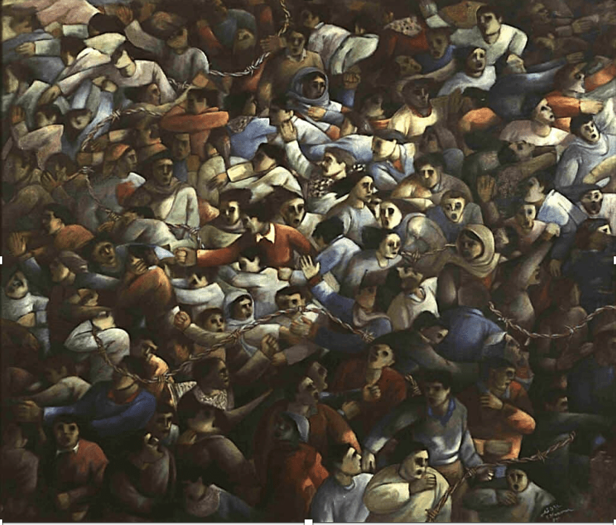 Soliman MANSOUR, "Foule", huile sur toile, 1985