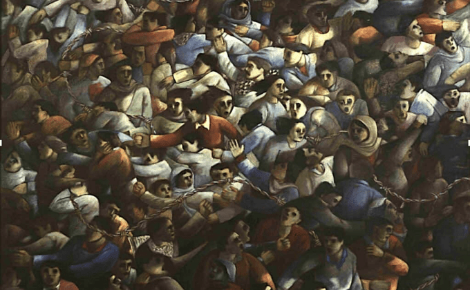 Soliman MANSOUR, "Foule", huile sur toile, 1985