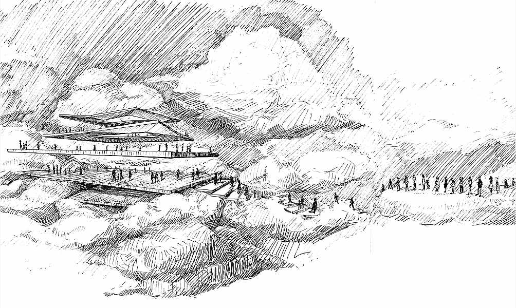 Musée des Nuages, Hawaf (Salman Nawati).  L’Avenir du nuage, dessin, 2022 © HAWAF