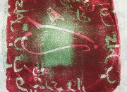 Exemple de page argilo-gravée en rouge et vert
