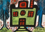 Exposition "Tenter l'art pour soigner" : MOUSSAOUI S. Sans titre, 12 octobre 1968, gouache sur papier contrecollé sur carton